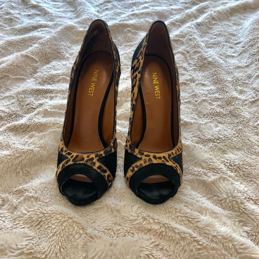 SOLDNine West Pony Hair Leopard Heels